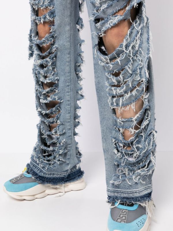 Natasha Zinko light-wash Denim Ragged Jeans | Blue | FARFETCH