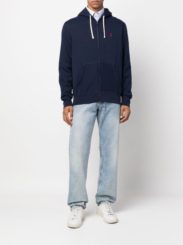 Polo Ralph Lauren The RL zip-up Hoodie | Blue | FARFETCH SG