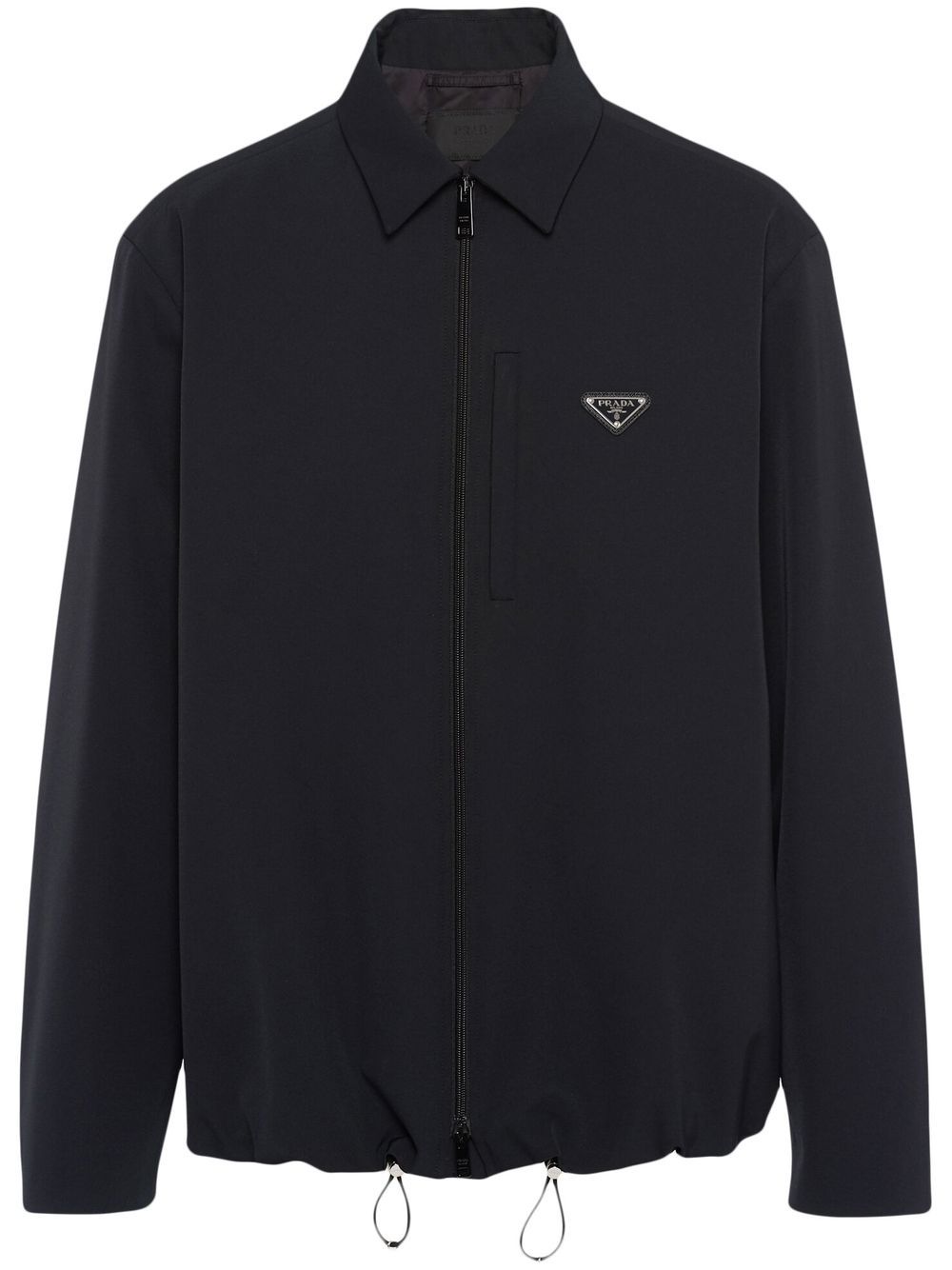 Prada triangle-logo zip-up Shirt | Black | FARFETCH