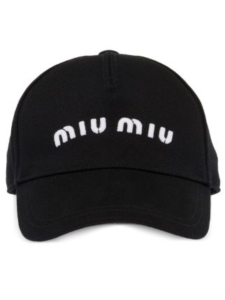 Miu Miu Drill ロゴ キャップ | ブラック | FARFETCH JP