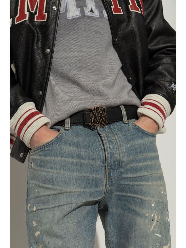 AMIRI ロゴバックル レザーベルト | ブラック | FARFETCH JP