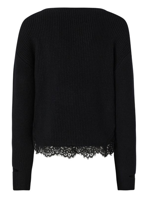 PINKO lace-trim Sweater | Black | FARFETCH