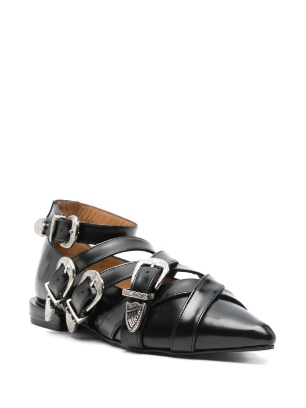 Toga Pulla デコラティブバックル フラットシューズ | ブラック