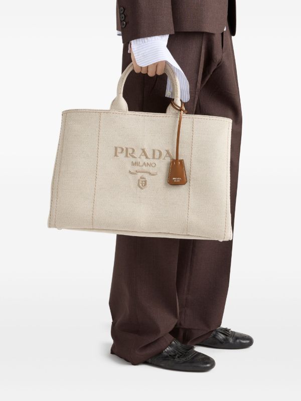 Prada ロゴ トートバッグ | ニュートラル | FARFETCH JP