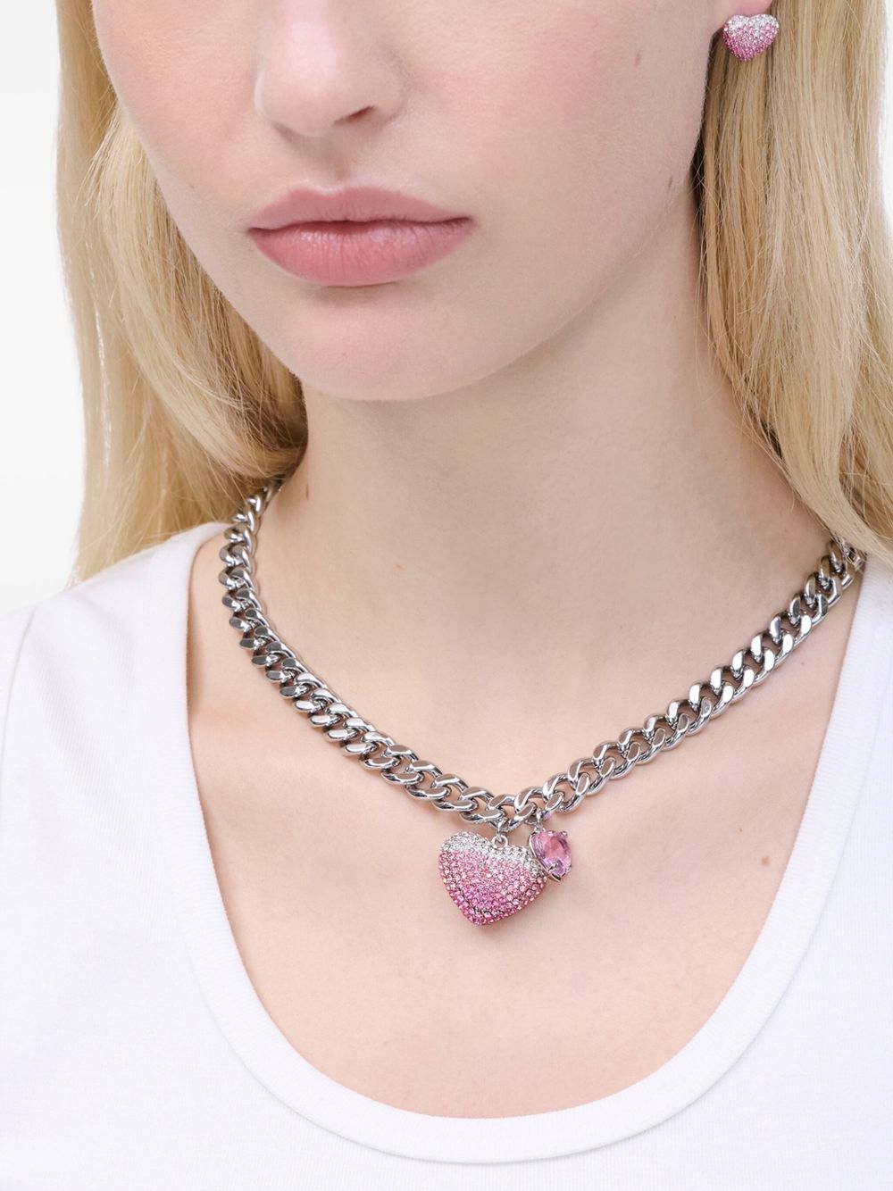 Marc Jacobs Heart Balloon Pave Necklace | Silver | FARFETCH