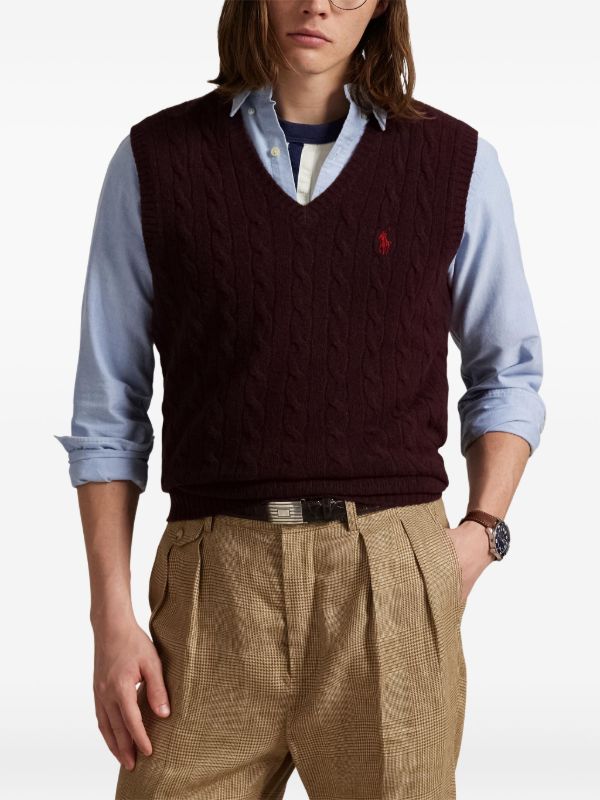 Polo Ralph Lauren ケーブルニット ベスト | ブラウン | FARFETCH JP