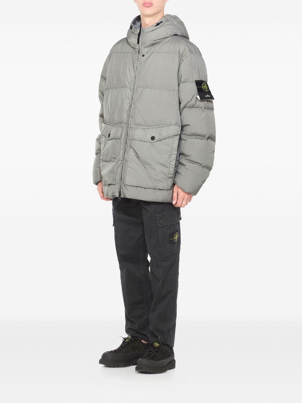 Stone Island コンパスバッジ パデッドジャケット | グレー | FARFETCH JP