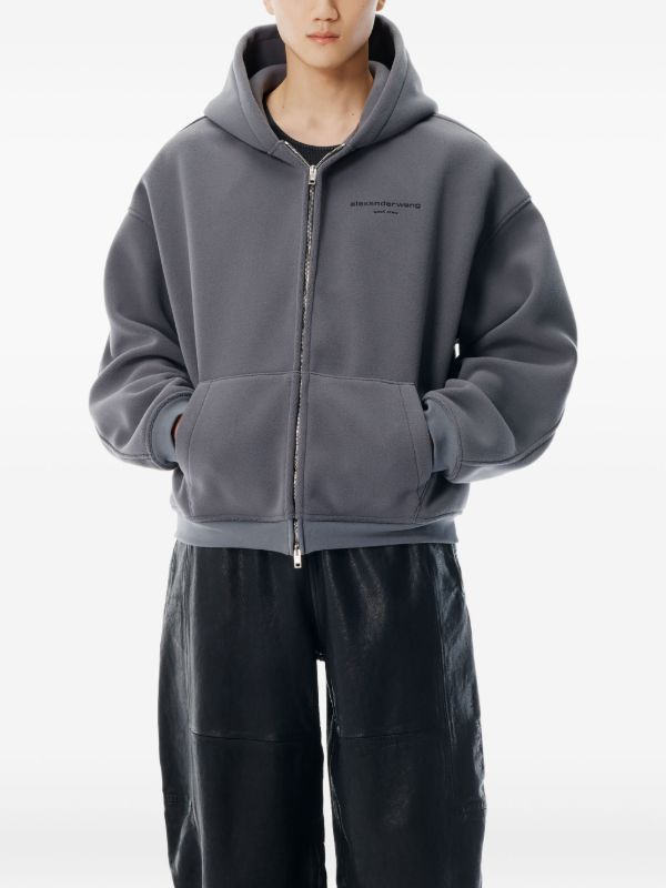 Alexander Wang logo-detail zip-up Hoodie | Grey | FARFETCH
