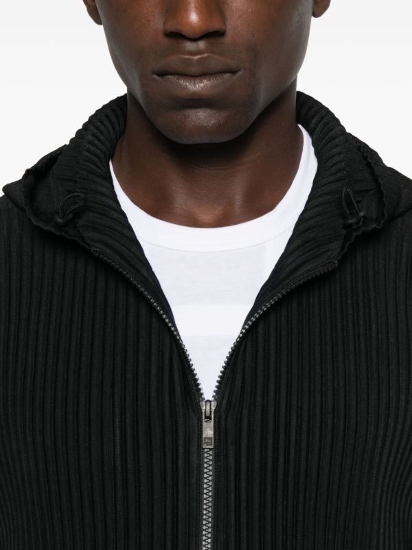 Homme Plissé Issey Miyake fully-pleated zip-up Hoodie | Black