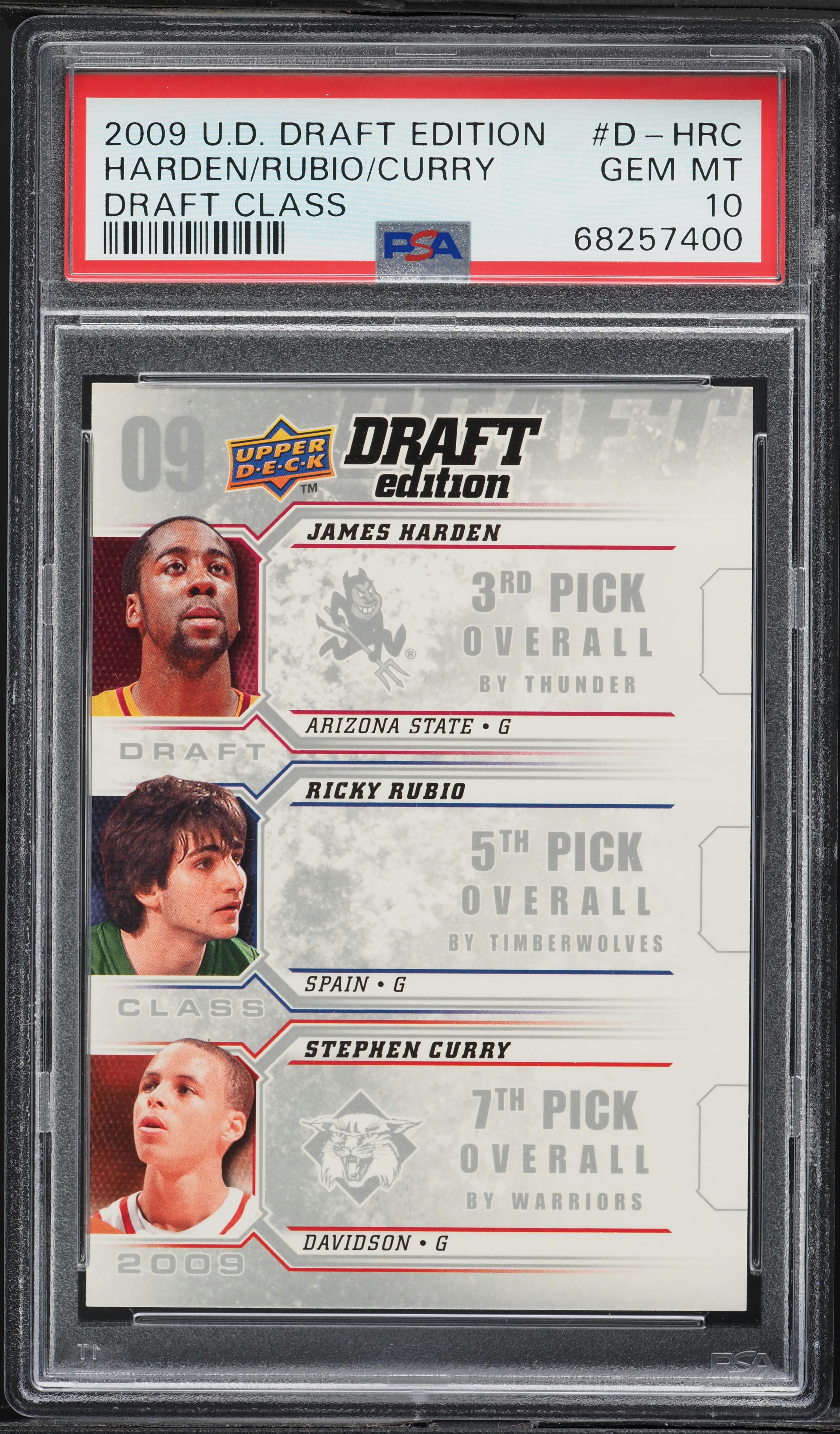 2009 Upper Deck Draft Class James Harden Ricky Rubio Stephen Curry