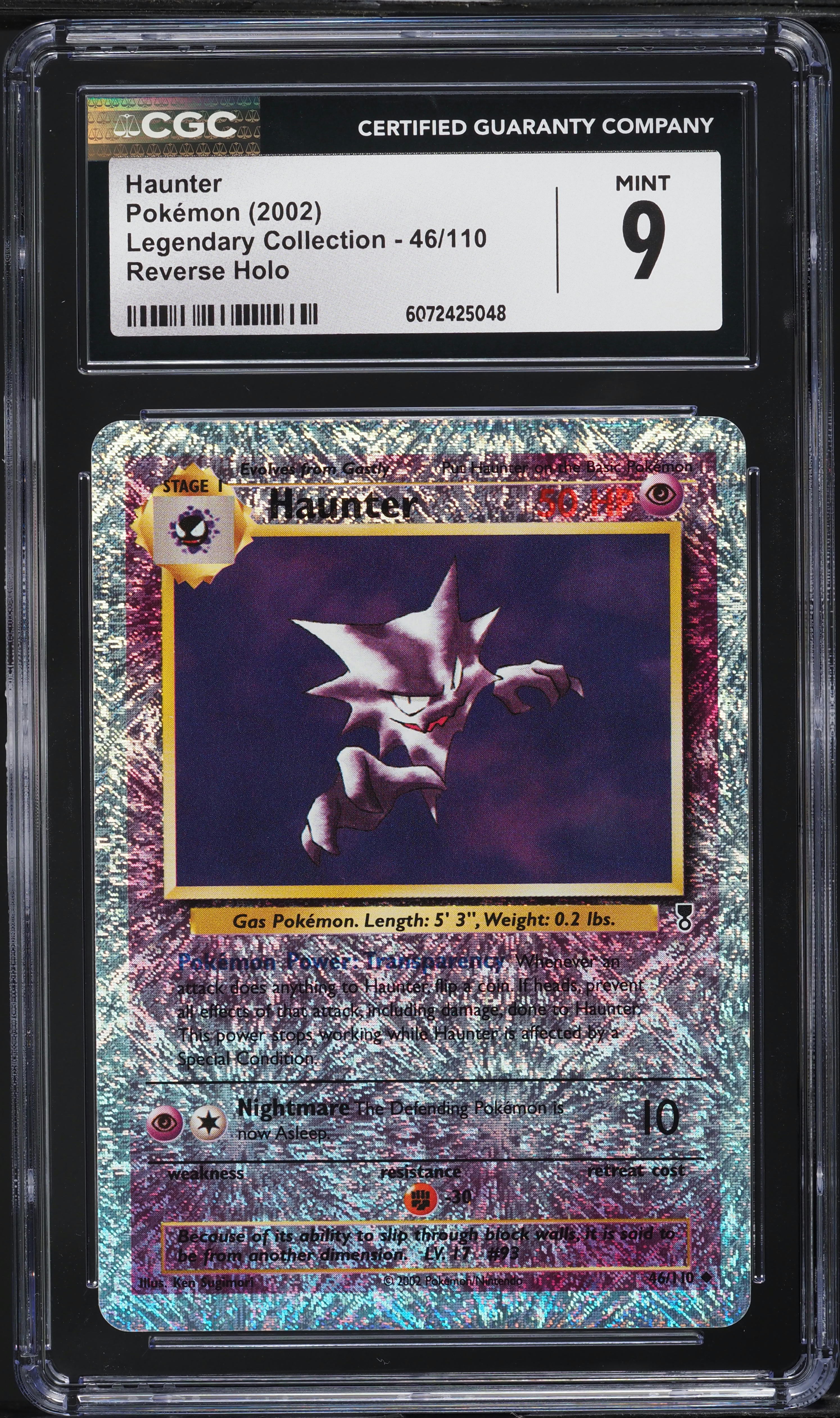 2002 Pokemon Legendary Collection Reverse Holo Haunter #46 CGC 9