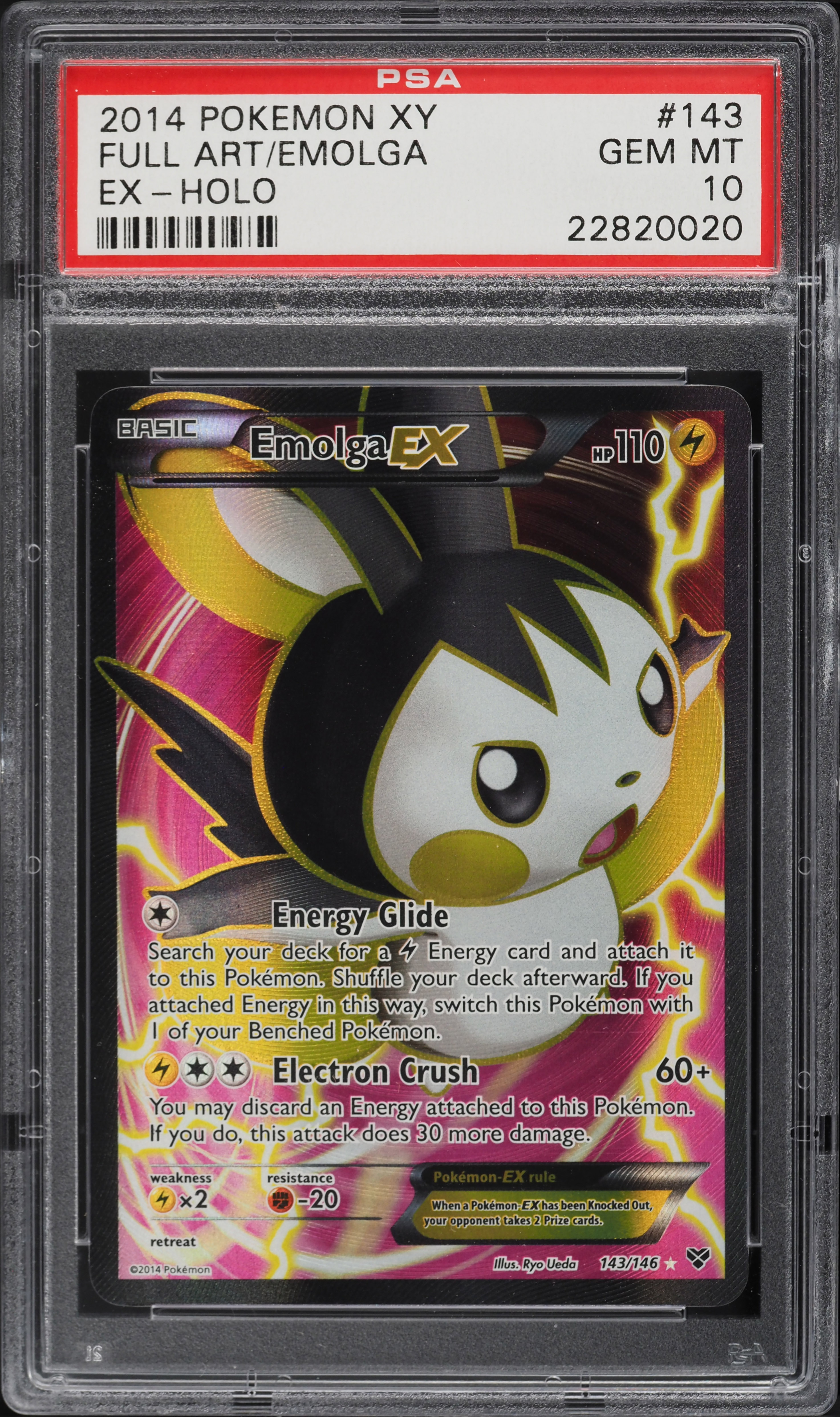2014 Pokemon XY Full Art Emolga EX #143 PSA 10 GEM MINT on