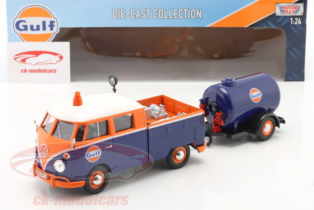 MotorMax 1:24 Volkswagen VW Service Pick-Up with Trailer Gulf