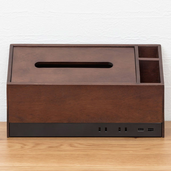 トップランド 天然木 収納ボックス デスクオーガナイザー ティッシュ