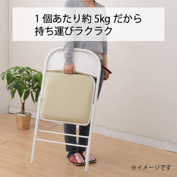 YAMAZEN 折りたたみ椅子 パイプチェア ウレタン入り ホワイト YMC-22