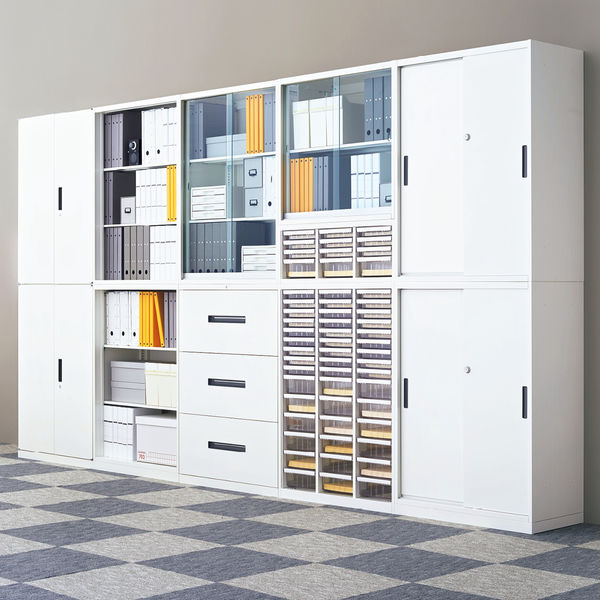 オカムラ スチール収納VILLAGE クリスタルキャビネット（クリスタル