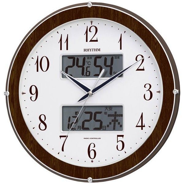 リズム（RHYTHM) ピュアカレンダー622 [電波 掛け 時計] 木目