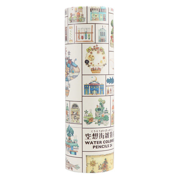 サクラクレパス 水彩色鉛筆24色 空想街紙管入りC EPY24KE-C 1個（直送