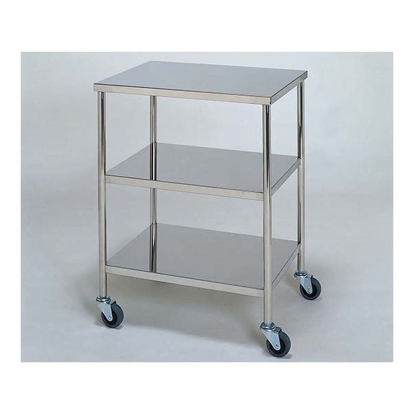 柏ステンレス工業 ステンレスワゴン 機械卓子 (静音使用 枠無) 3段 450