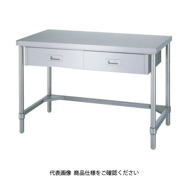 シンコー ステンレス作業台片面引出付(三方枠タイプ/SUS430) 1500×750