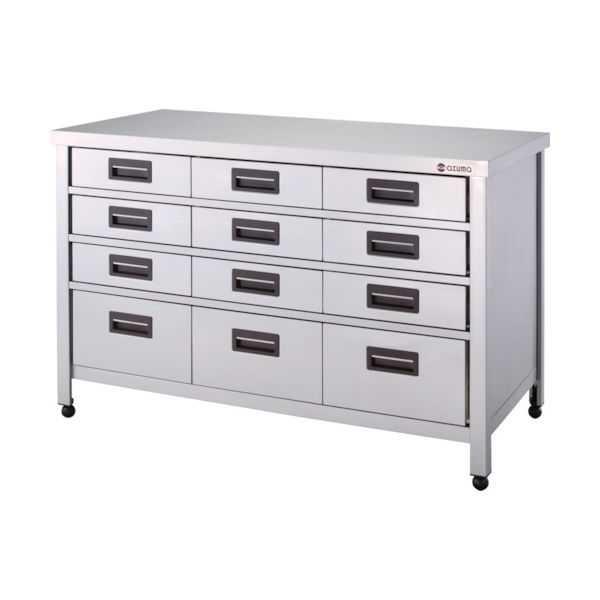 東製作所 アズマ ステンレス製縦型引出し付作業台 1200×600×800 引出し