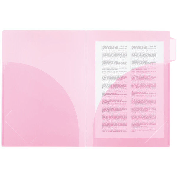 アスクル インデックス付き見開きカラークリアーホルダー ピンク 79391