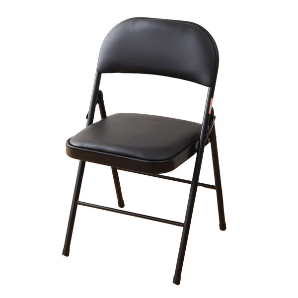 YAMAZEN 折りたたみ椅子 パイプチェア ウレタン入り ブラック 6脚