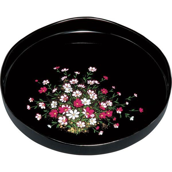 田倉漆芸 10.0 梅型山道盆 黒 コスモス(金蒔絵) 24-11-6 1個（直送品