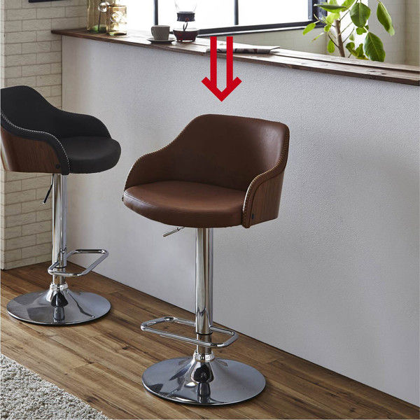 後藤家具物産 カウンターチェア 高さ調整可能付き ライトブラウン CC