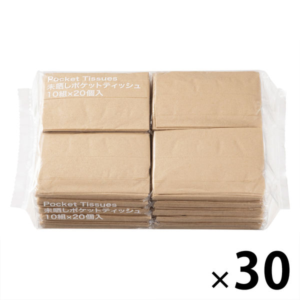ポケットティッシュ 未晒し 1ケース（10組（20個入）×30）無地