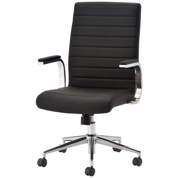 サンワサプライ ミドルバックミーティングレザーチェア SNC-L12BK 1脚