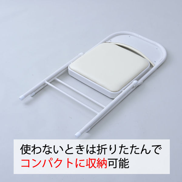 YAMAZEN 折りたたみ椅子 パイプチェア ウレタン入り ホワイト YMC-22