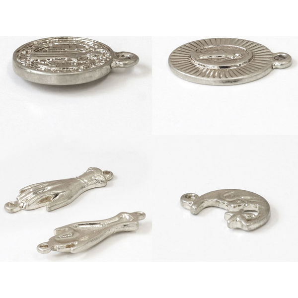 日本紐釦貿易 ヴィンテージ風チャーム MIX8種セット シルバー KE-CHM