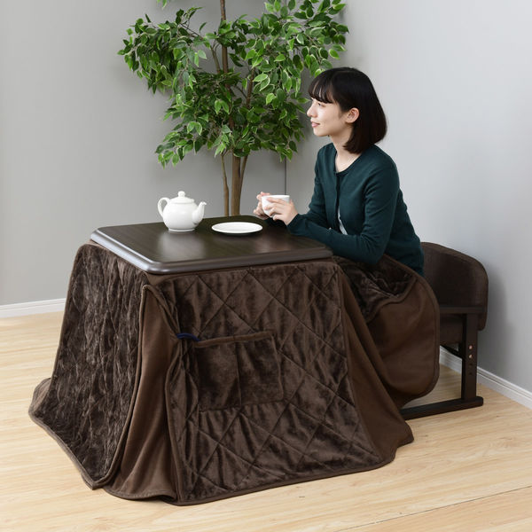 山善(YAMAZEN) 1人用 こたつセット 布団・椅子付き 58×58cm VGA-584(DB