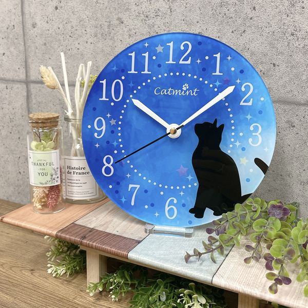 フォロー HK-02-23S キャットミント アクリルクロック 20cm 置掛け兼用