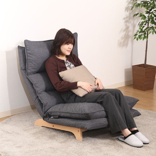 不二貿易 フィット2 ダブルクッション 座椅子 1人掛 ダークグレー