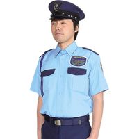 モビメントコスモ 【警備服】夏服 立襟シャツ 水色ツートン 半袖 M