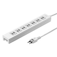 延長コード 電源タップ 2m 2P（ピン） 7個口 スイッチ ライトグレー