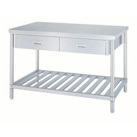 シンコー ステンレス作業台引出付 (SUS430・ベタ棚仕様) 1500×900×800