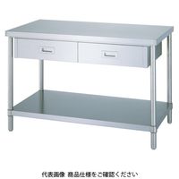 シンコー ステンレス作業台片面引出付(ベタ板棚タイプ・SUS430) 1200