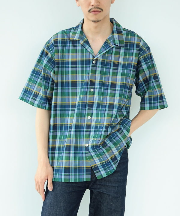 BEAMS（ビームス）ルーズフィット チェック オープンカラーシャツ