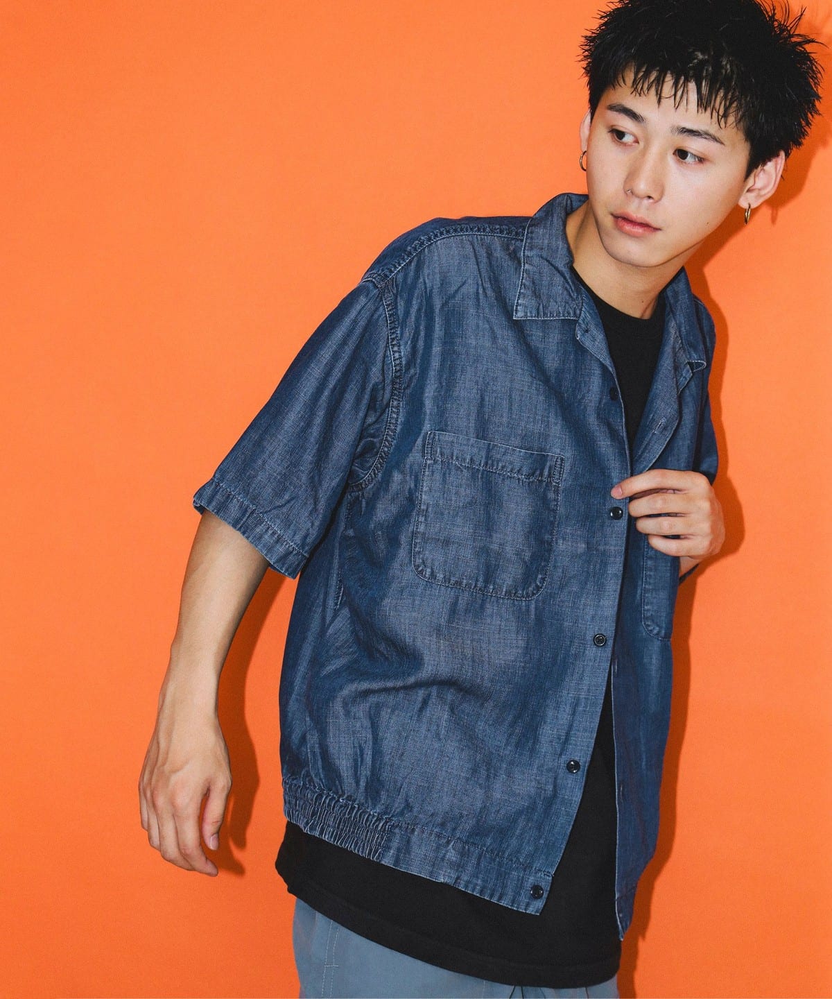 BEAMS（ビームス）デニム クロップド シャツ（シャツ・ブラウス