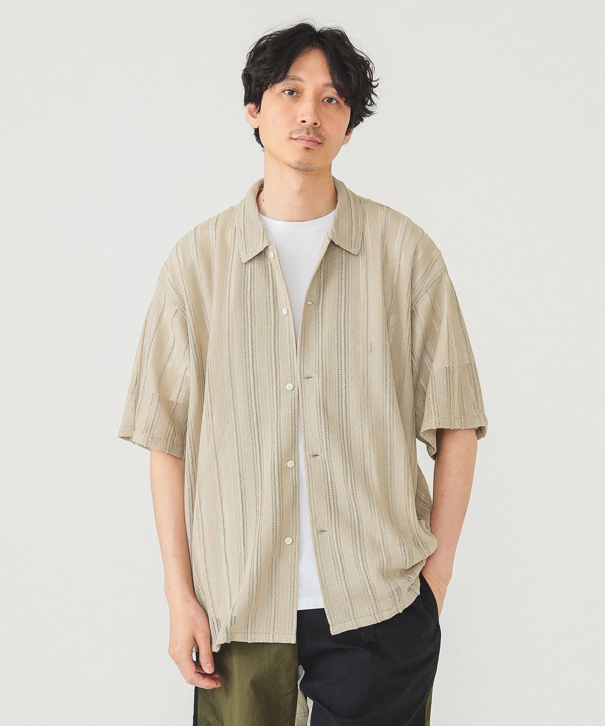 BEAMS（ビームス）メッシュ オープンカラーシャツ（シャツ・ブラウス