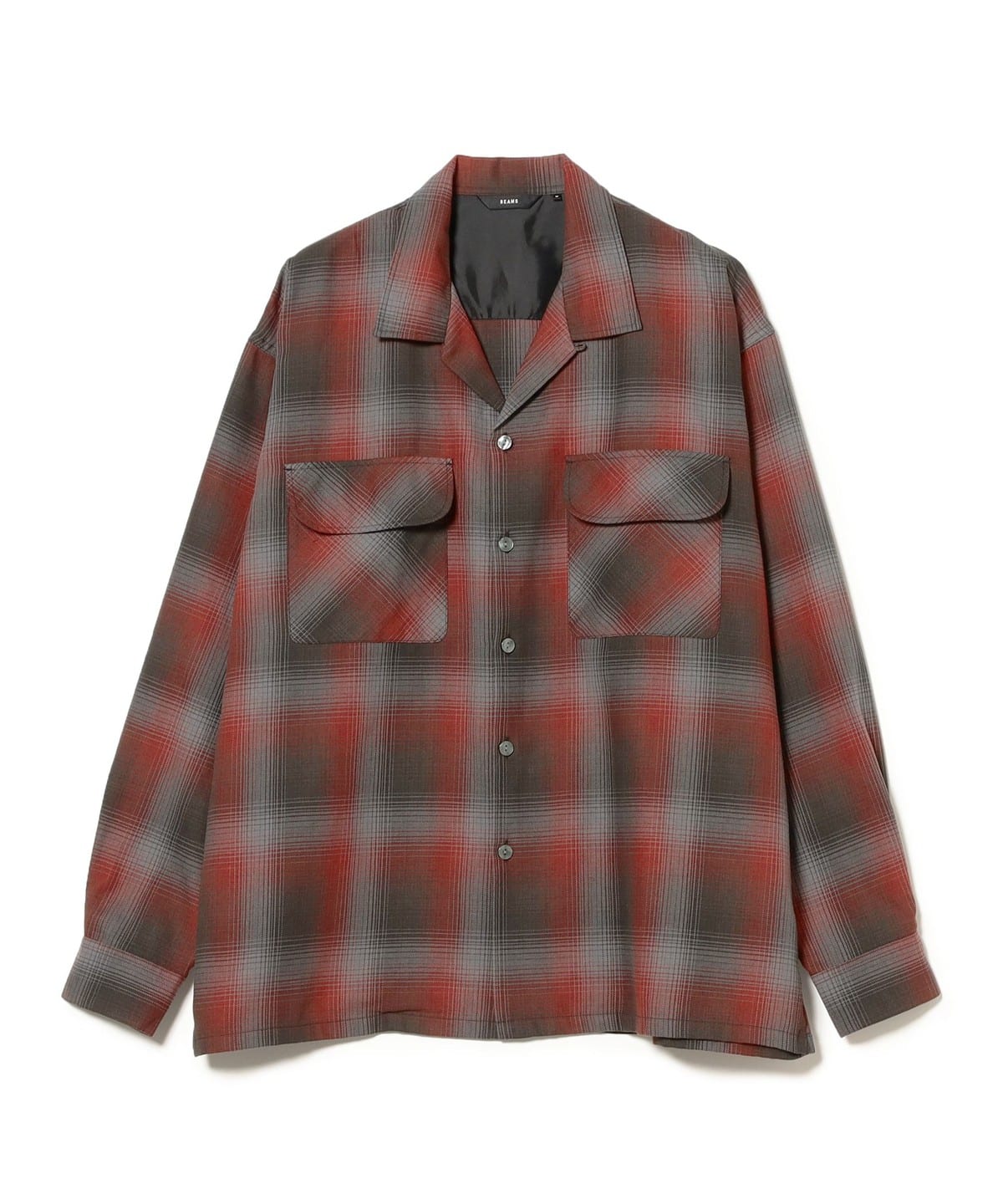 BEAMS BEAMS Check Open Collar Shirt (Shirts, Blouses, Casual