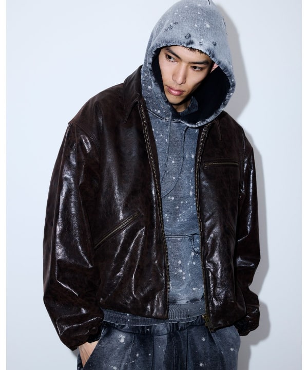 BEAMS（ビームス）Leather Zip Bloson（ブルゾン レザーブルゾン）通販