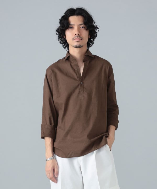 BEAMS F（ビームスF）ORIAN / リネンコットン プルオーバー シャツ