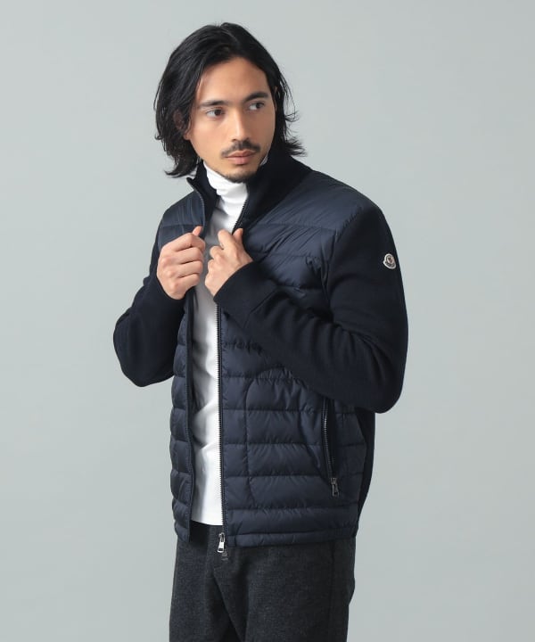 BEAMS F（ビームスF）MONCLER / ニット×ナイロン ダウンカーディガン
