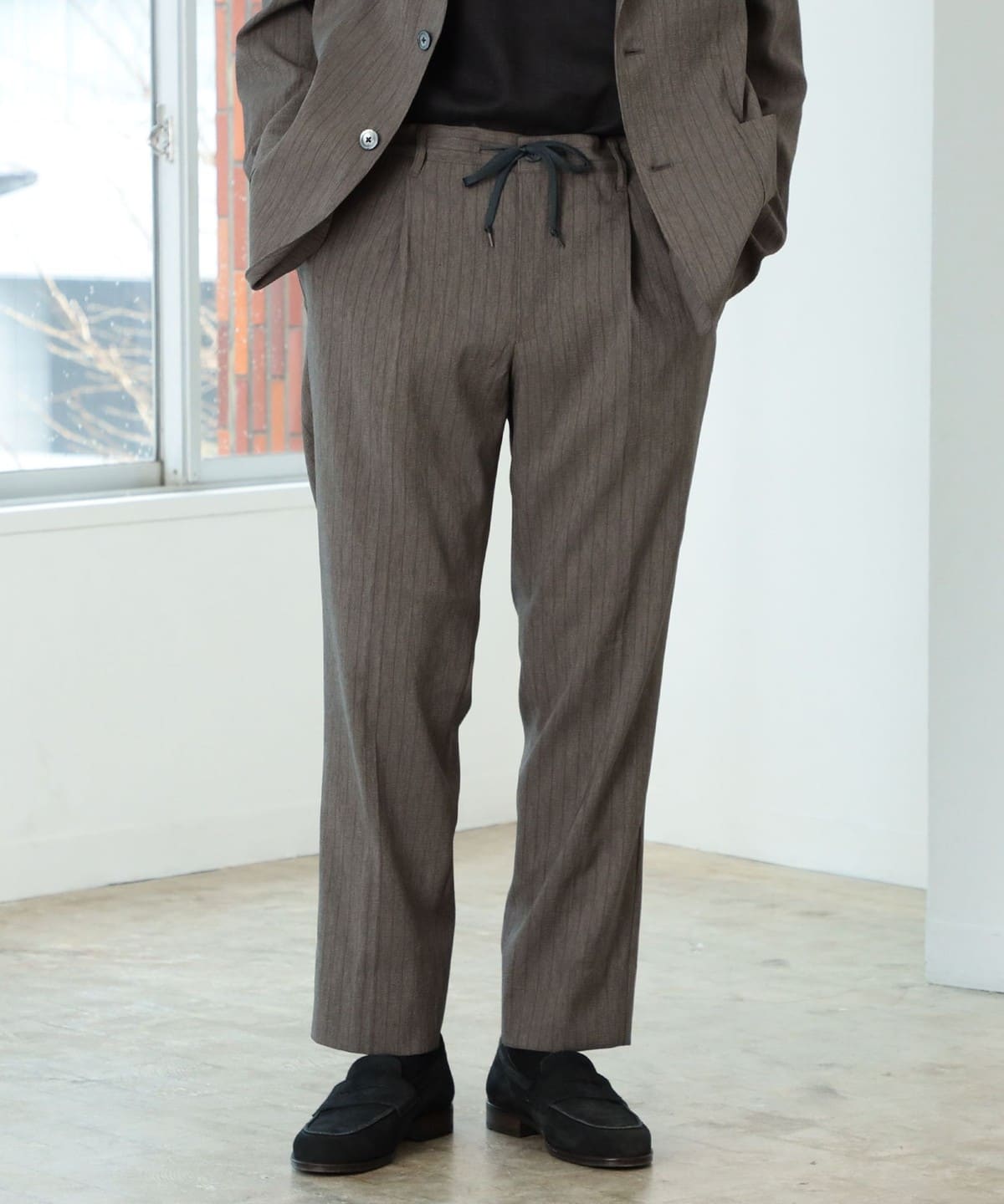 BEAMS HEART（ビームス ハート）シアサッカー ストライプ 1プリーツ