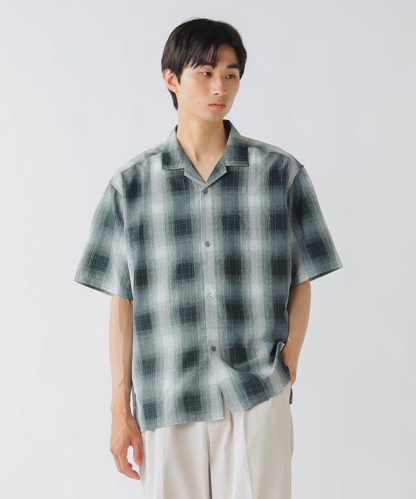 BEAMS HEART（ビームス ハート）オンブレーチェック オープンカラー