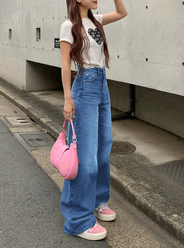 ハイウエストワイドデニムパンツ[cu511] | レディースファッション通販